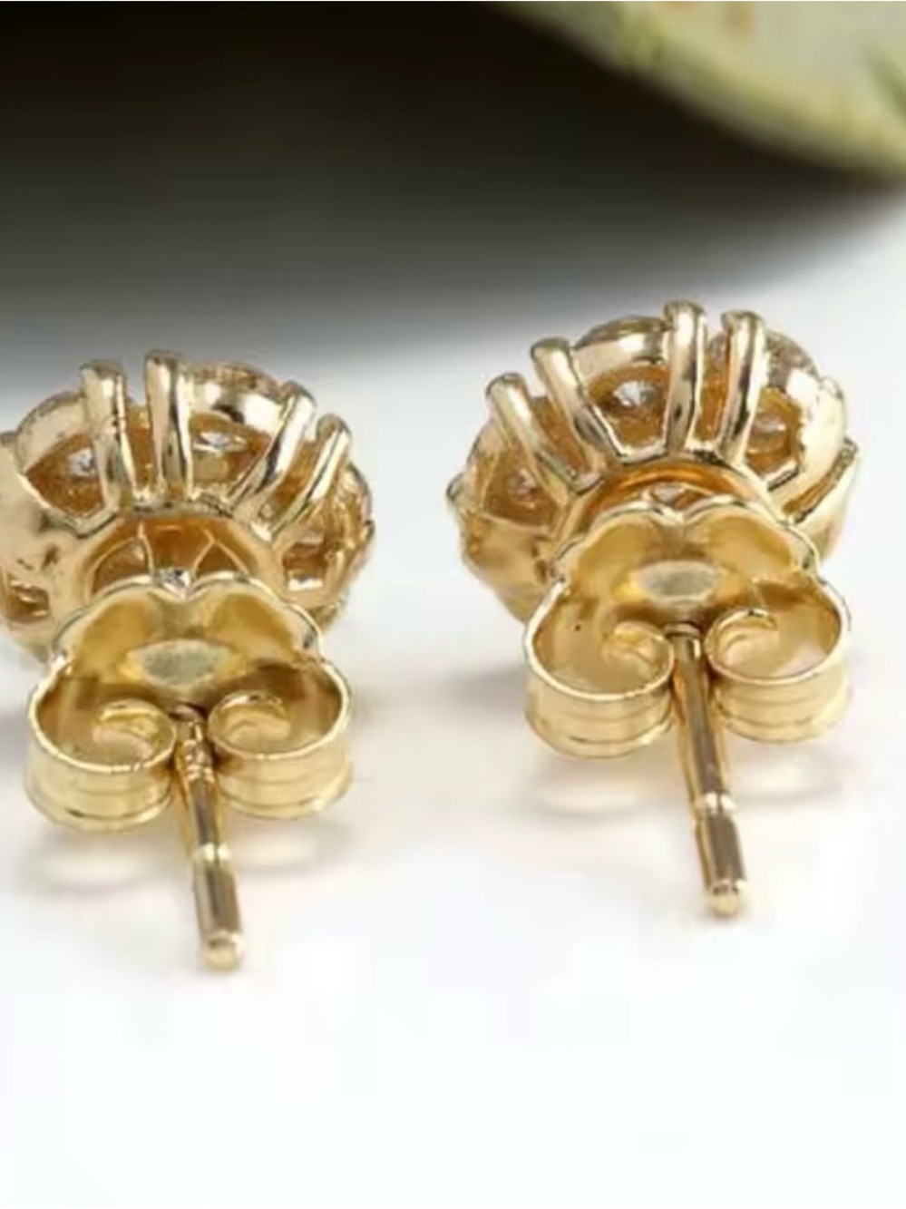 18k Gold Filled Cluster Lab Diamonds Stud Earrings - Picture 5 of 5